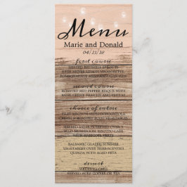 Rustieke roze hout en lantaarns menu