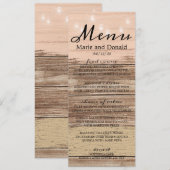Rustieke roze hout en lantaarns menu (Voorkant / Achterkant)