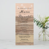 Rustieke roze houten en lantaarns bruiloft programmakaart (Staand voorkant)