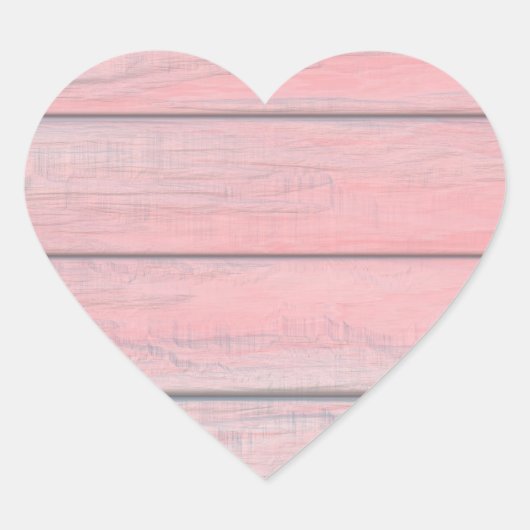 Rustieke Roze Houten Hart Sticker Label (Voorkant)