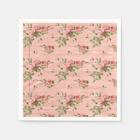 Rustieke Roze Houten Rozen Servetten (Voorkant)