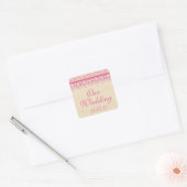 Rustieke Roze Ivoor Kant Bruiloft Envelope Seal Vierkante Sticker (Envelop)