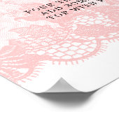 Rustieke Roze Kanten Bruiloftsborrel Poster (Hoek)