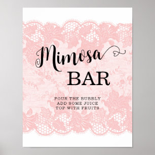 Rustieke Roze Kanten Bruiloftsborrel Poster
