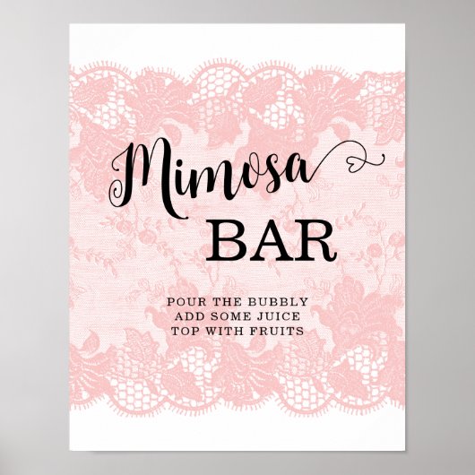 Rustieke Roze Kanten Bruiloftsborrel Poster (Voorkant)