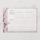 Rustieke Roze Kersenbloesem Receptkaarten (Voorkant)