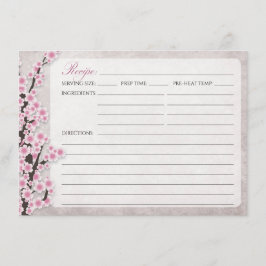 Rustieke Roze Kersenbloesem Receptkaarten