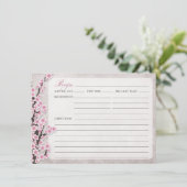 Rustieke Roze Kersenbloesem Receptkaarten (Staand voorkant)