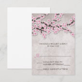 Rustieke Roze Kersenbloesem RSVP-kaarten RSVP Kaartje (Voorkant / Achterkant)