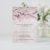 Rustieke Roze Kersenbloesem RSVP-kaarten RSVP Kaartje (Staand voorkant)