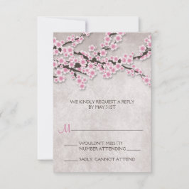 Rustieke Roze Kersenbloesem RSVP-kaarten RSVP Kaartje