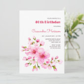 Rustieke Roze Kersenbloesem Sakura Floral Verjaard Kaart (Staand voorkant)