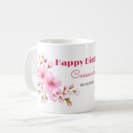 Rustieke Roze Kersenbloesem Sakura Floral Verjaard Koffiemok