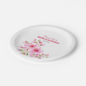 Rustieke Roze Kersenbloesem Sakura Floral Verjaard Papieren Bordje (Gekanteld)