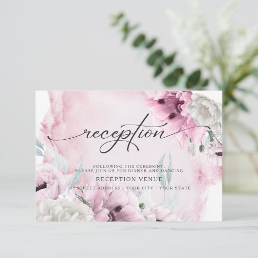 Rustieke Roze Klaprozen Aquarel Ontvangst Kaart (Staand voorkant)