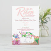 Rustieke roze konijn Hij is verrezen religieuze Pa Kaart (Staand voorkant)