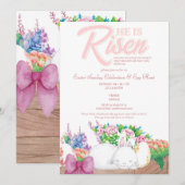 Rustieke roze konijn Hij is verrezen religieuze Pa Kaart (Voorkant / Achterkant)