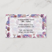 Rustieke roze lavendel waterverf cactus floraal visitekaartje (Achterkant)
