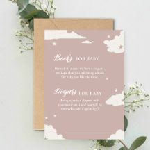 Rustieke roze luier en boek voor babyshower kaart