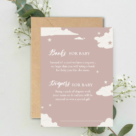 Rustieke roze luier en boek voor babyshower kaart