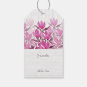 Rustieke Roze Magnolia Aquarel Kunst Cadeaulabel (Achterkant)