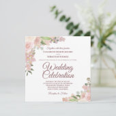 Rustieke Roze Mauve & Koraal Waterverf Rozen Bruil Kaart (Staand voorkant)