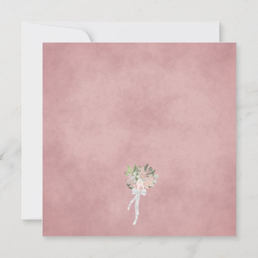 Rustieke Roze Mauve & Koraal Waterverf Rozen Bruil Kaart (Achterkant)