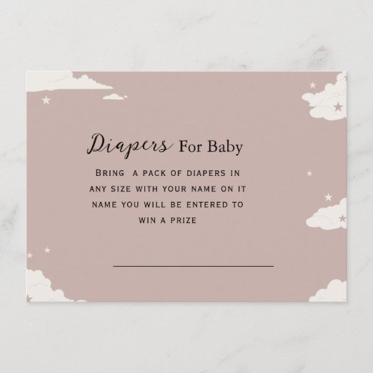Rustieke roze minimale wolkenluiers voor baby informatiekaartje (Voorkant)