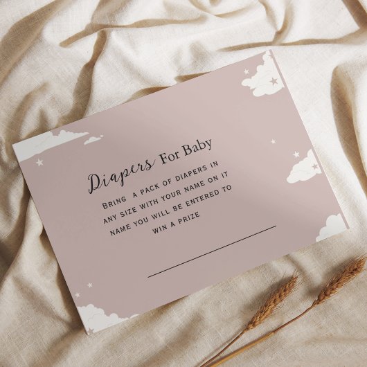 Rustieke roze minimale wolkenluiers voor baby informatiekaartje