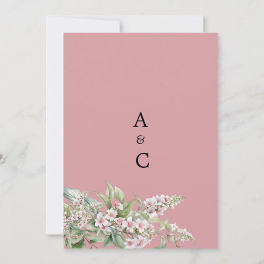 Rustieke roze mint botanische bloem Save the Date Kaart (Achterkant)