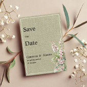 Rustieke roze mint botanische bloem Save the Date Kaart