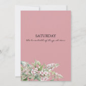 Rustieke roze mint groene botanische bloemen bruil kaart (Achterkant)