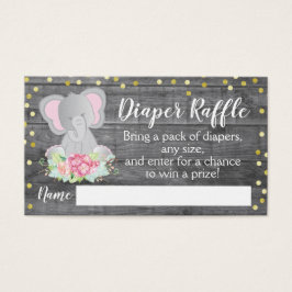 Rustieke Roze Olifant Baby shower Luier Raffle Visitekaartje