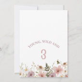 Rustieke roze paarse wilde bloemen 3e verjaardag kaart (Achterkant)