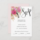 Rustieke Roze Pampas Waterverf Handbeschilderd RSVP Kaartje (Voorkant / Achterkant)