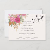 Rustieke Roze Pampas Waterverf Handbeschilderd RSVP Kaartje (Voorkant)