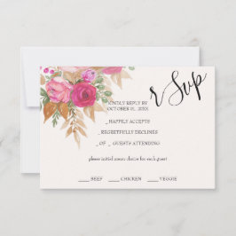 Rustieke Roze Pampas Waterverf Handbeschilderd RSVP Kaartje