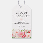Rustieke Roze Pioen Bloemige Bruiloftsfeest Cadeaulabel (Achterkant)