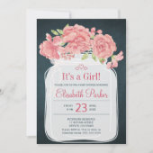 Rustieke roze pioen metselaar jar marine meisje ba kaart (Voorkant)