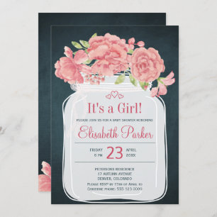 Rustieke roze pioen metselaar jar marine meisje ba kaart