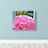  Rustieke Roze Pioenbloem Canvas Afdruk (Insitu (Houten vloer))