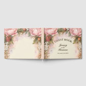 Rustieke Roze Pioenrozen Vintage bruiloft Gastenboek (Volledig)