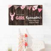 Rustieke Roze Plaid Herten Baby shower Banner (Insitu)