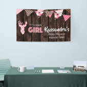 Rustieke Roze Plaid Herten Baby shower Banner (Beurs)