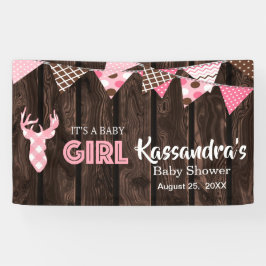 Rustieke Roze Plaid Herten Baby shower Banner