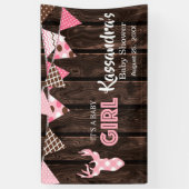 Rustieke Roze Plaid Herten Baby shower Banner (Verticaal)