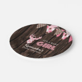 Rustieke Roze Plaid Herten Baby shower Papier Bord (Gekanteld)