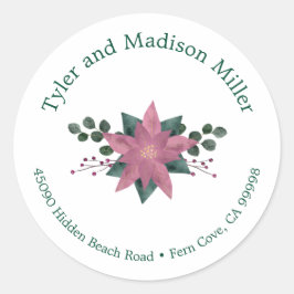 Rustieke Roze Poinsettia Bloom Vakantie Envelop Se Ronde Sticker