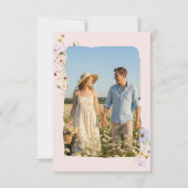 Rustieke Roze Romantische Wilde Bloemen Trouwfoto Save The Date (Achterkant)