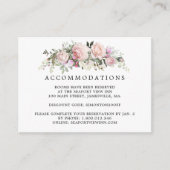 Rustieke Roze Rose Bloemen Bruiloft Accommodatie Informatiekaartje (Voorkant)